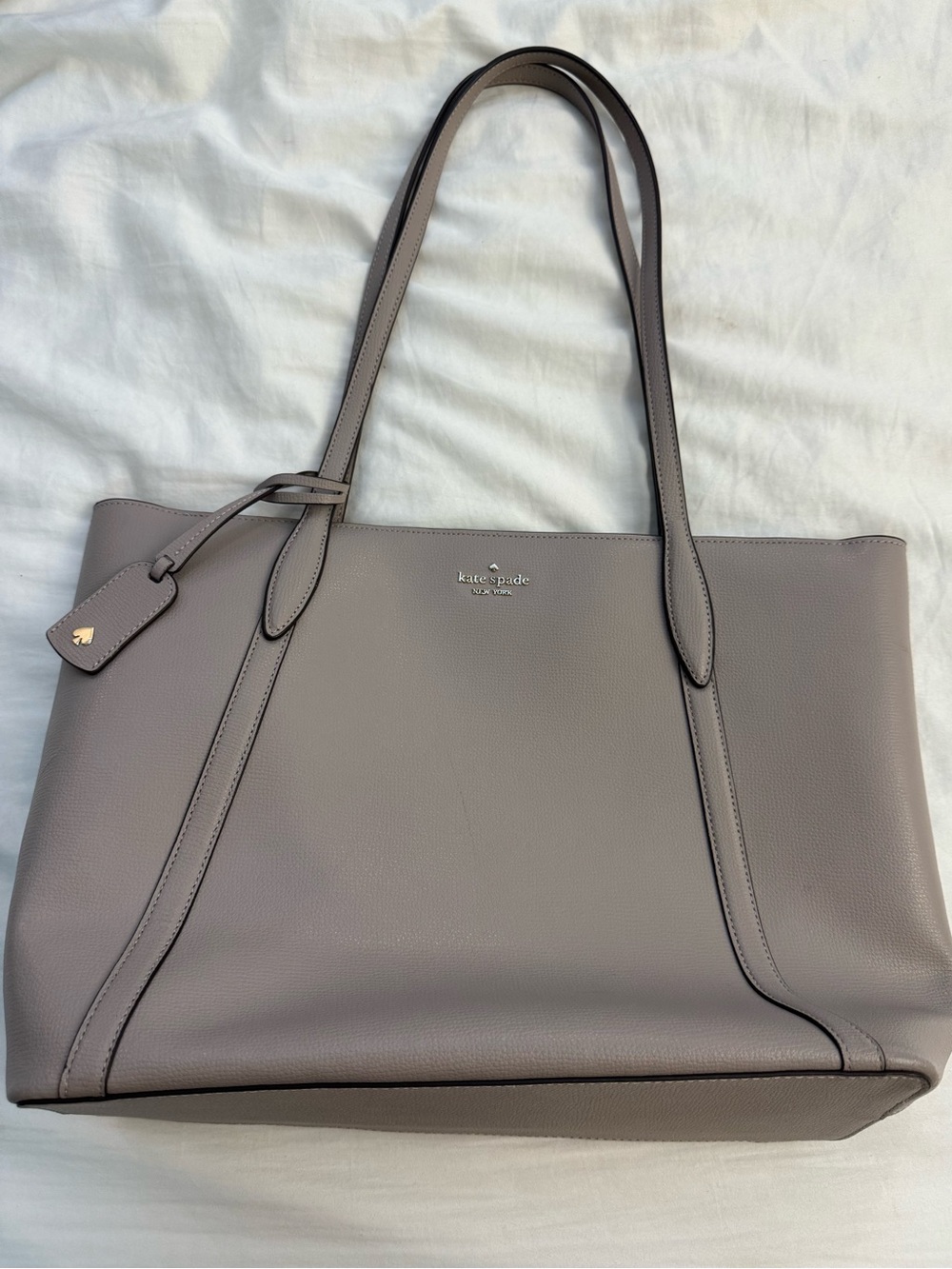 Kate Spade Grey Pebbled Leather Shoulder Tote Bag